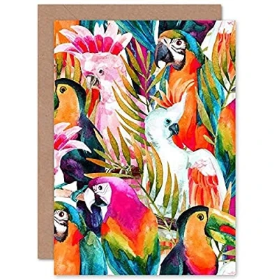Image of Wee Blue Coo Bird Pattern Painting Greeting Card With Envelope Inside Premium Quality