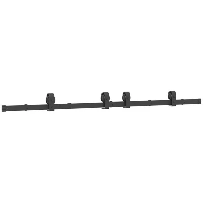Image of vidaXL Sliding Door Hardware Kit, Barn Track for Kitchen Study, Set with Rail, Roller, SKIEN Steel Black