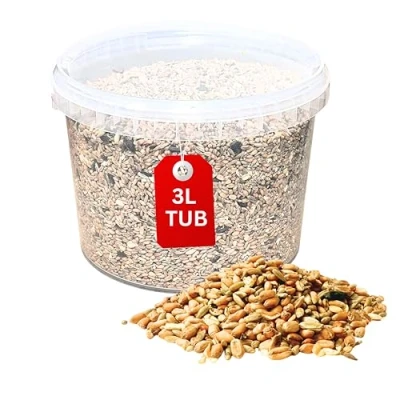Image of Beewarm Premium Wild Bird Food 3L Tub No Mess Mix Seds for Garden Birds High Energy, Feed (3L Tub, Seeds)