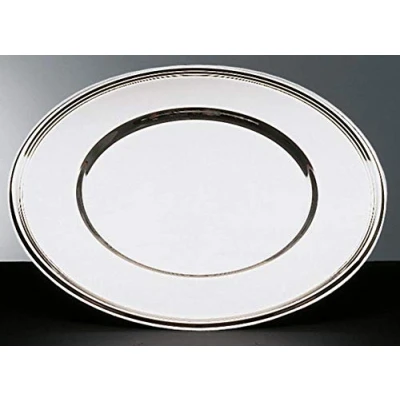 Image of APS Place mat Highly Polished Decorative Plate, Ø 33 cm Diameter, with Beaded Rim, Stainless Steel Saucer, Stackable, Dishwasher Safe