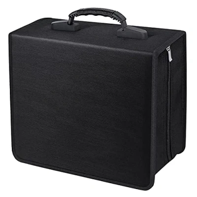 Image of Siveit CD/DVD Binder, CD DVD Case Holder Binder 400 Capacity Wallet Storage Booklet Album Box (White Black)