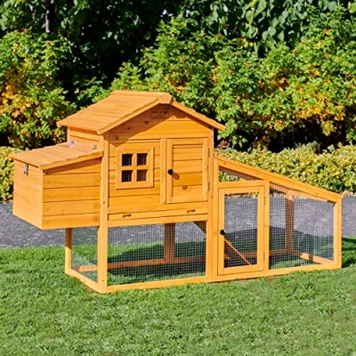Image of FeelGoodUK Windsor Chicken Coop and Run Medium Hen House Poultry Ark Nest Box &amp; Slide Out Tray 175cm Width 66cm Depth 100cm Height