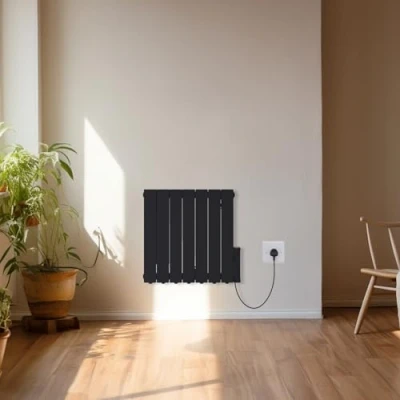 Image of NRG 1200W Electric Oil Filled Radiator LCD Display Portable Heater with Adjustable Thermostat and Timer for Home Use Black