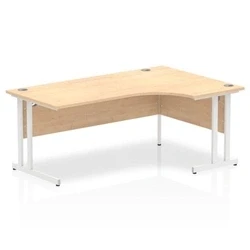 Image of Impulse 1800mm Right Crescent Desk Maple Top White Cantilever Leg