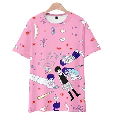 Image of Fosike T Shirt Unisex 3D Printed Summer,Omori Game Tshirt Men Casual Short Sleeves,Crew Neck Tee Harajuku Top EM