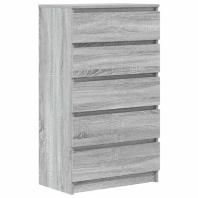 Image of vidaXL Grey Sonoma Drawer Cabinet Five Engineered Wood Chest with Spacious Storage and Sturdy Display Top