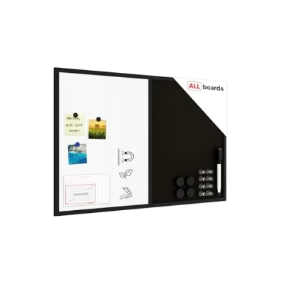Image of ALLboards Whiteboard and Black Cork Combo Board in a Wooden Frame 90x60cm