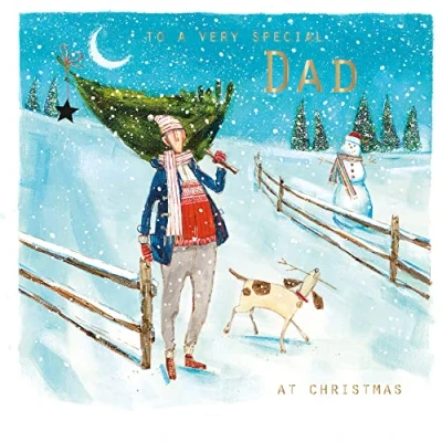 Image of to A Very Special Dad at Christmas Foiled Greeting Card Xmas Cards X14527I