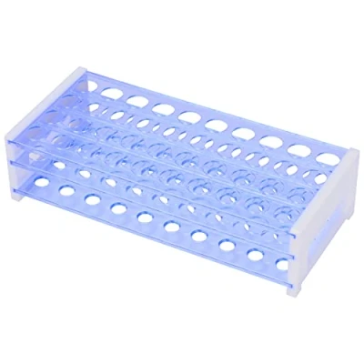 Image of stonylab Test Tube Rack, 3 Tier Detachable Blue Plastic Rack Holder Stand for Laboratory Scientific Experiments, 18 mm 40 Place