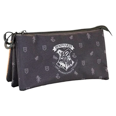 Image of Harry Potter Hogwarts FAN Triple Pencil Case, Black, 23 x 11 cm