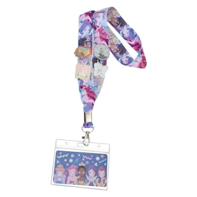 Image of Loungefly Disney Princess Manga Style Lanyard with Card Holder Pins