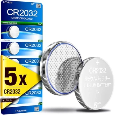Image of 5Plus Group 5 Pcs 2032 CR2032 DL2032 ECR2032 3V Lithium Coin Cell Batteries Ideal for Keyfobs, Scales, AirTags, Wearables, and Other Devices Great Home, Professional, Commercial Use