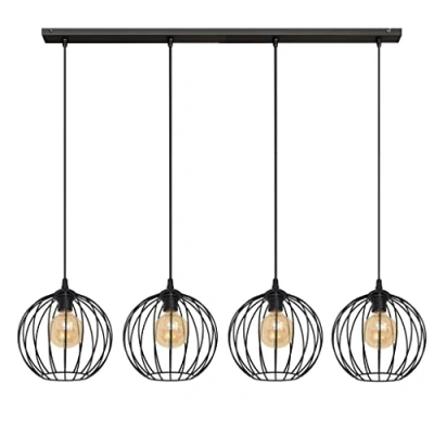 Image of Mercure Straight Bar Pendant Ceiling Light Black 114cm
