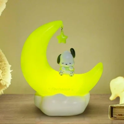 Image of MINISO Pochacco Night Light, Green Sanrio Lamp for Kids, Crescent Moon Nightlight with 3 Mode, Cute Lamp, Decor Birthday Gifts, Lights Girls