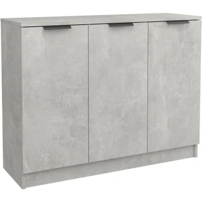 Image of vidaXL Sideboard Engineered Wood Storage Cabinet with 3 Doors Modern Concrete Grey Home Living Room Bedroom Décor Easy Assembly