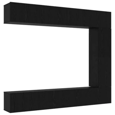 Image of vidaXL Black Oak Wood based Material Wall Mounted TV Cabinet Set 5 Piece