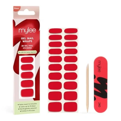 Image of Mylee Gel Nail Wraps [French Cancan] 10 Pre Cured Stickers for Instant Mani No Lamp Needed, Chip Resistant, Glossy Finish, Lasts Up to 14 Days Easy Apply, Vegan &amp; Cruelty Free