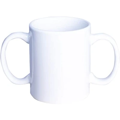 Image of Two Handled Mug. Dual Handles for easy Holding, Living Aid The Elderly, Those with a Weaker Grip, Disabilities, Tremors, Parkinson&#039;s or Arthritis. Aids independent Drinking as reduces spillages