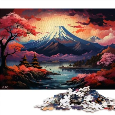 Image of 1000 Piece Jigsaw Puzzles for Adults,Colorful and Ukiyo e Mount Fuji Paper puzzle,for Adults Kids Age 12+,Family Fun Jigsaws 。Size: 26X38cm