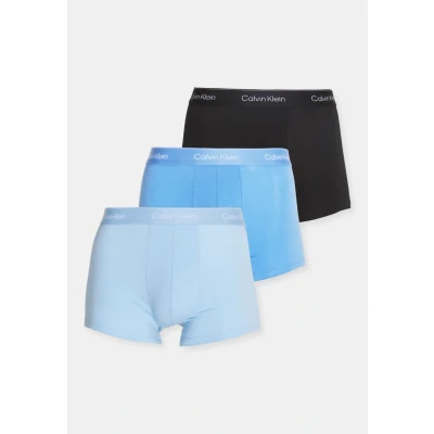 Image of Calvin Klein Underwear Trunk 3 PACK ICON Cotton Stretch Pants Black/glacier/blue bell, Men&#039;s, Size: Small, bell