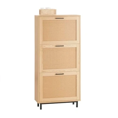 Image of SoBuy FSR155 N, 3 Flip drawers Shoe Cabinet Rack Storage Cupboard Organizer, W60 x D24 H127cm