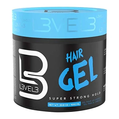 Image of L3VEL3 Super Strong Hair Gel Creates Sleek, Long Lasting Hairstyles Gives Volume and Adds Shine Water Based Flake Free Formula Clean Refreshing Scent Rinses out Easily 1000 ml