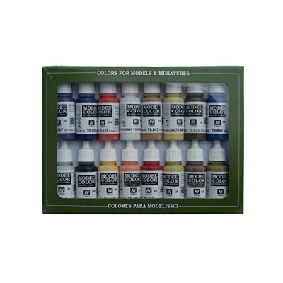 Image of Vallejo 70147 Model Color American Colonial Acrylic Paint Set Assorted Colours (Pack of 16)