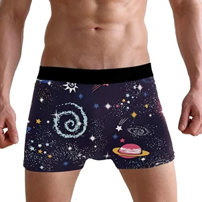 Image of PUXUQU Mens Boxers Shorts Galaxy Universe Space Star Planet Boxer Briefs Underwear for Men Boy