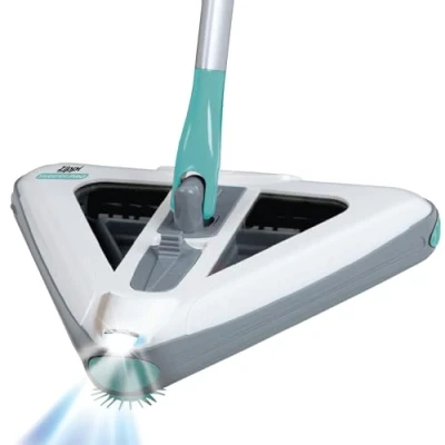 Image of Zippi Sweeper Pro 2025 New and Improved Lightweight Sweeper, Perfect for Short Carpet Hardwood Tile, Triangular Design Allows Sweeping in Corners, LED Light, 1 Hr Cleaning Time