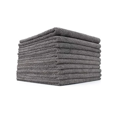 Image of The Rag Company Miner Professional Metal Polishing and Microfiber Detailing Towels, Safe on High End Wheels Soft Metals, 70/30 Blend, Dual Pile, 365gsm, 16in x 16in, Grey (10 Pack)