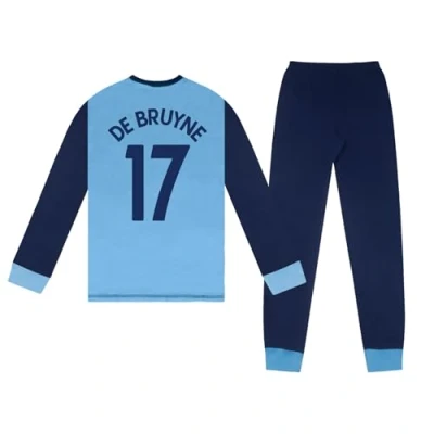 Image of MANCHESTER CITY FC Boys De Bruyne 17 Long Pyjamas Sky Blue 13 14 Years