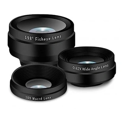 Image of Aquarius Universal 3 in 1 Camera lens With Fisheye &amp; Wide Angle Black One Size