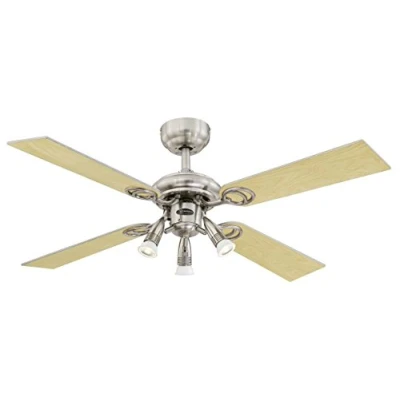 Image of Westinghouse Lighting 72118 Pearl Three Light 105 cm Four Blade Indoor Ceiling Fan, Stainless Steel Finish