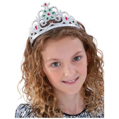 Image of Smiffys Flower Jewelled Tiara, Silver , Fairytale, Wings and Wands Fancy Dress, Acessories Dress Up Accessories