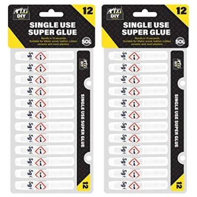 Image of 24pk Single Use Super Glue All Purpose 1.5g Instant Superglue Multipack General Strong for Plastic Wood and Metal Adhesive