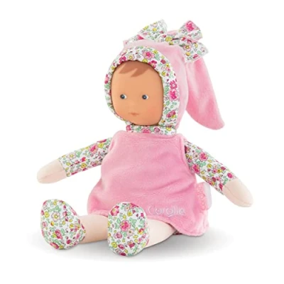 Image of Corolle 9000010110 Mon Doudou Miss Pink Flower Garden, Soft Body Doll with Floppy Legs, Vanilla Fragrance, Name Label, Washable, 25 cm, from the First Months of Life