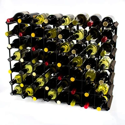 Image of Classic 56 Bottle Dark Oak Stained Wood and galvanised Metal Wine Rack Ready Assembled