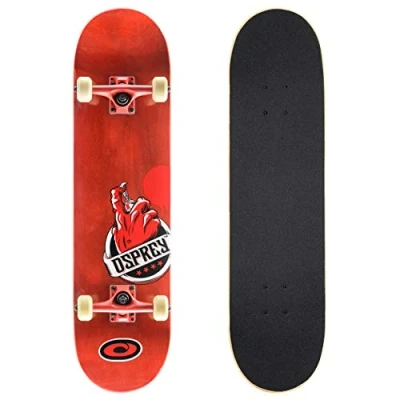 Image of Osprey Complete Skateboard for Kids and Adults Beginner Double Kick Trick 31 Inch Boys Girls ABEC 7 Bearings Multiple Designs, Envy