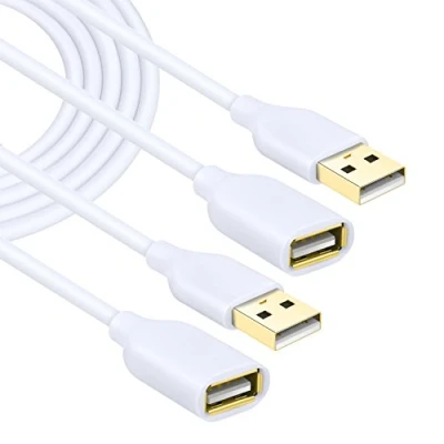 Image of Costyle White USB Extension Cable, 2 Pack 2.0 10ft/3m Type A Male to Female Cord Extender Cable with Gold Plated Connectors