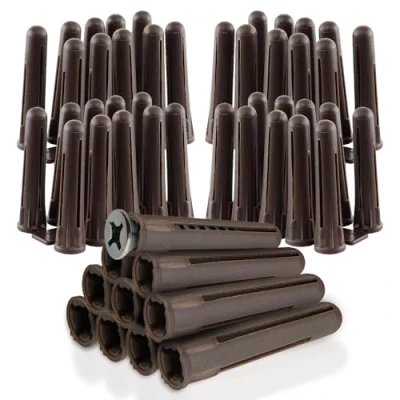 Image of 50 Brown Wall Plugs Screw Fixing Expansion Brick Stone Concrete