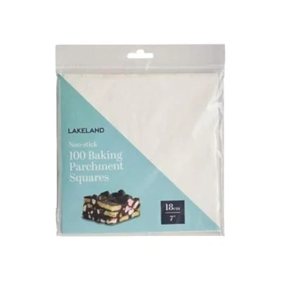 Image of 100 Lakeland Baking Parchment Liner Paper Squares 18cm Silicone for Easy Release