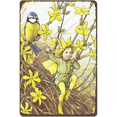 Image of Winter Jasmine Fairy Flower Fairies Living Home Decor Art Wall Metal Sign Poster 8X12 Inches