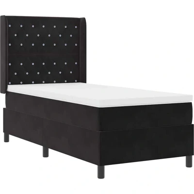 Image of vidaXL Box Spring Bed with Mattress &amp; LED Black 90x200 cm Velvet
