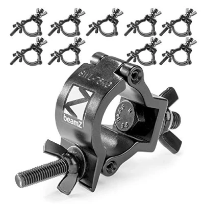 Image of beamz 10 x Half Coupler O Clamp Truss Goalpost DJ Stage Lighting 32 35mm 75kg Black