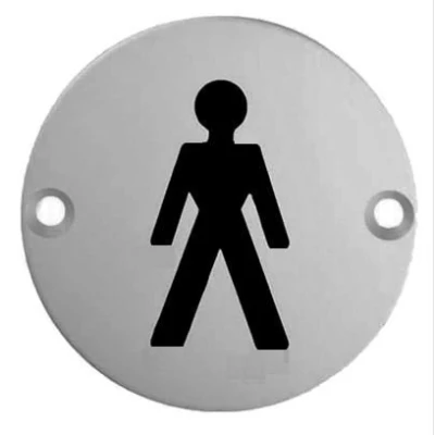 Image of Stainless Steel Door Sign Male Toilet Symbol 75mm