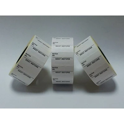 Image of CT7 26mm x 16mm Price Gun Labels printed &#039;Batch No. / Best Before&#039; 10 Rolls 10,000