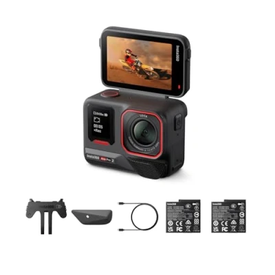 Image of Insta360 Ace Pro 2 Dual Battery Bundle 8K Waterproof Action Camera Co Engineered with Leica, 1/1.3&quot; Sensor, AI Chip, Leading Low Light, Superior Audio, Flip Screen &amp; Editing for Vlogs