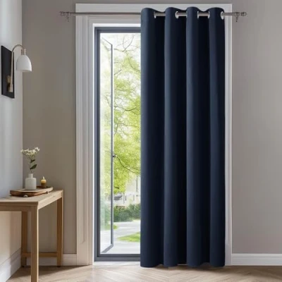 Image of Deconovo Blackout Curtains Thermal Insulated Room Darkening Energy Saving Super Soft Eyelet for Bedroom 55 x 114 Inch Navy Blue 1 Panel