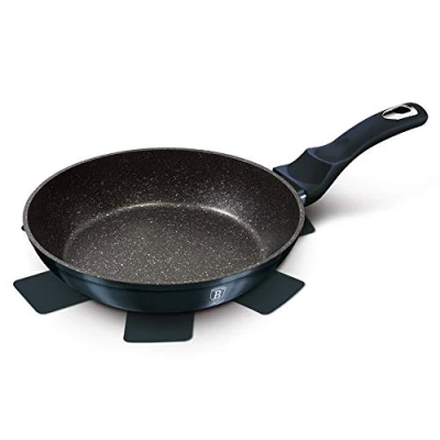 Image of Professional Colorful Aluminum Non Stick Cooking Induction Marble Coating Frying Pan Metallic Soft Touch (Aquamarine, 28cm)
