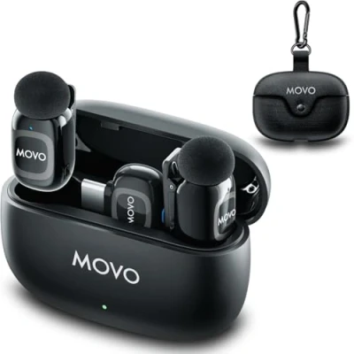 Image of Movo NanoMic Dual USB C Wireless Microphone for iPhone 15/16 and Up, Android, iPad Pro &amp; Laptops Lavalier Mic Smartphones Devices, Great Vlogging TikTok